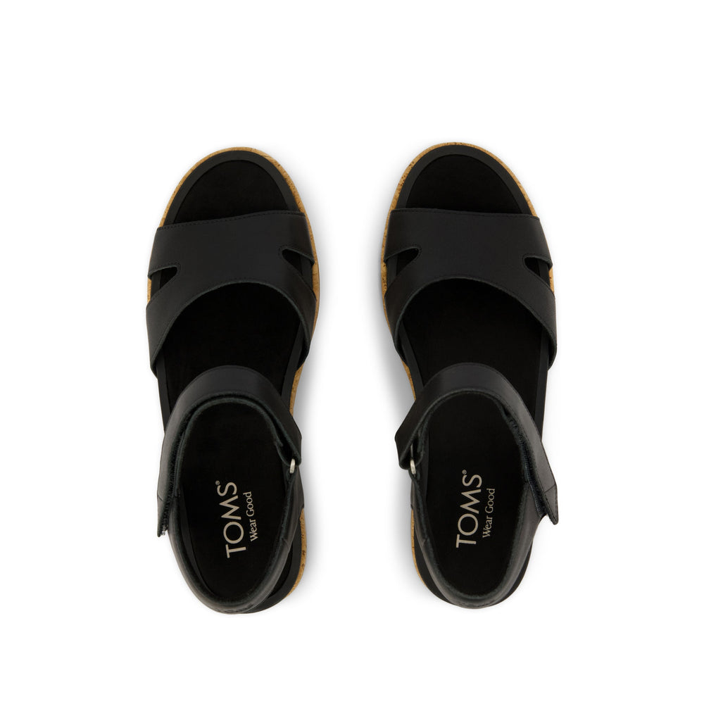 Alana Wedge Sandal Black Leather