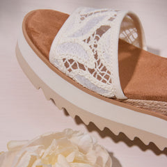 Diana Wedge Sandal Natural Floral Crochet