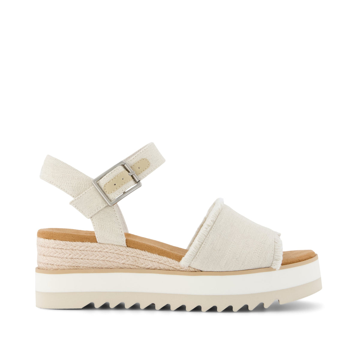 Diana Wedge Sandal White Denim Fray