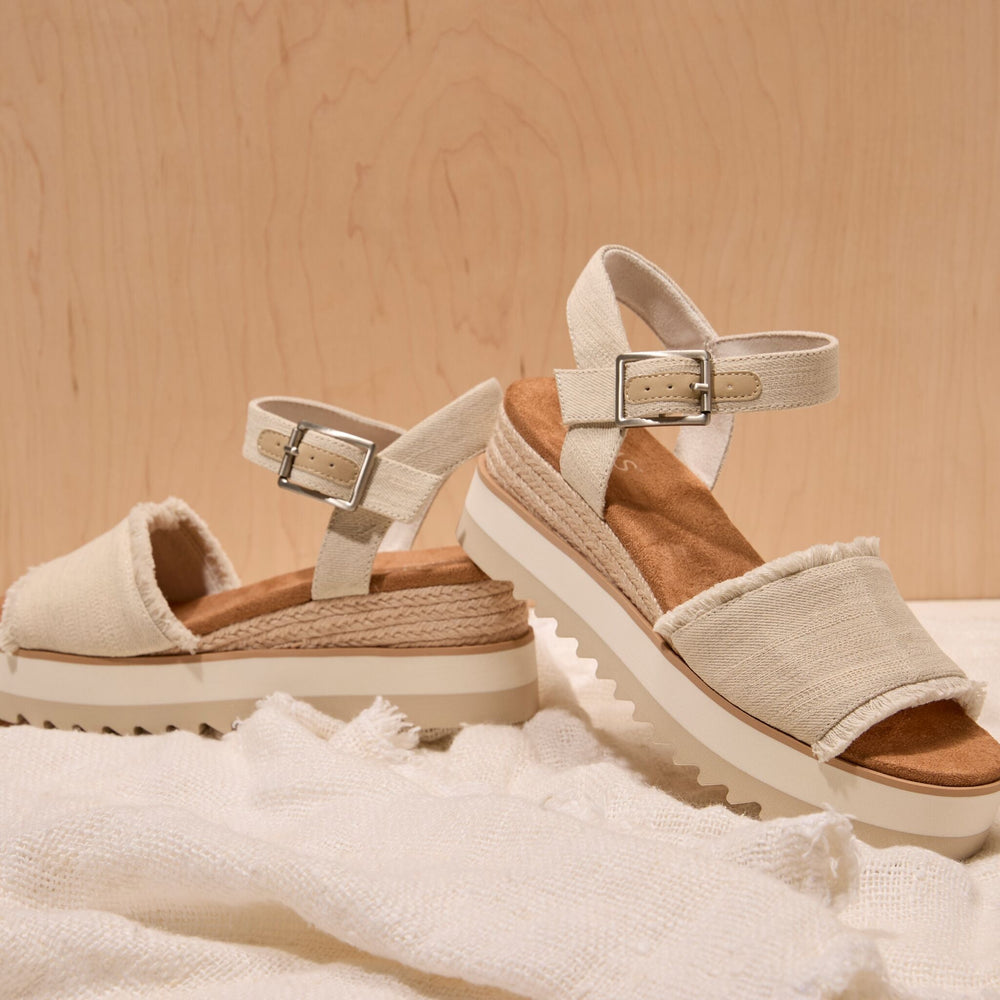 Diana Wedge Sandal White Denim Fray