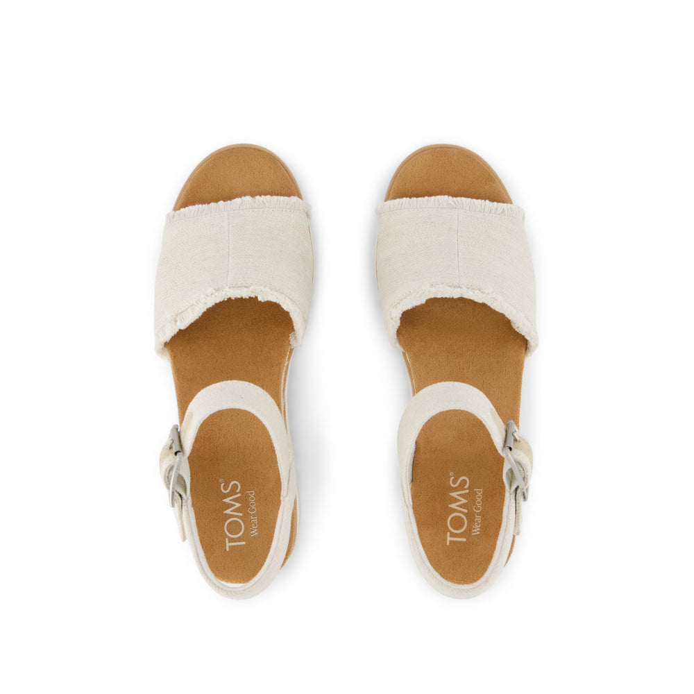 Diana Wedge Sandal White Denim Fray