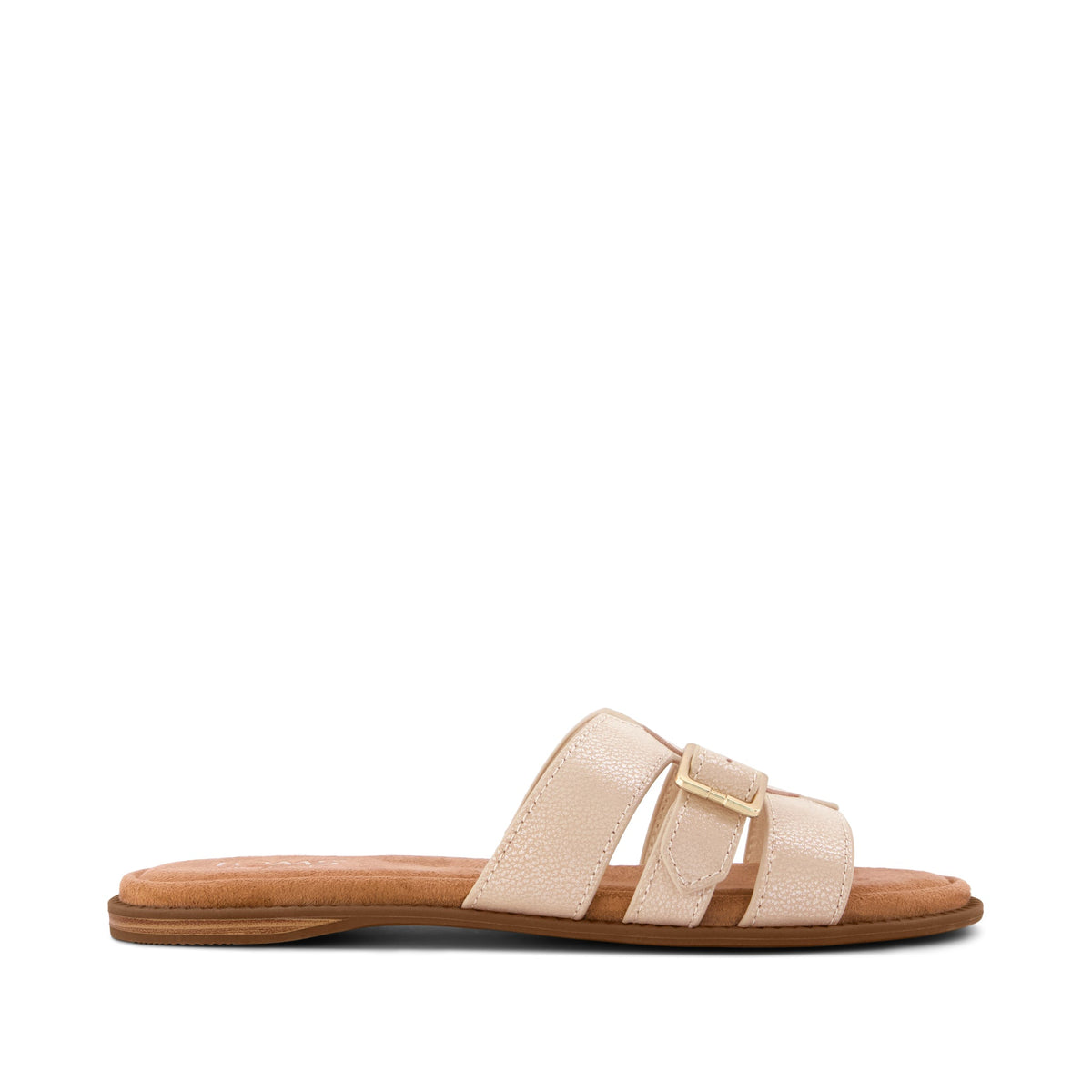 Sol Slide Sandal Champagne Shimmer Suede