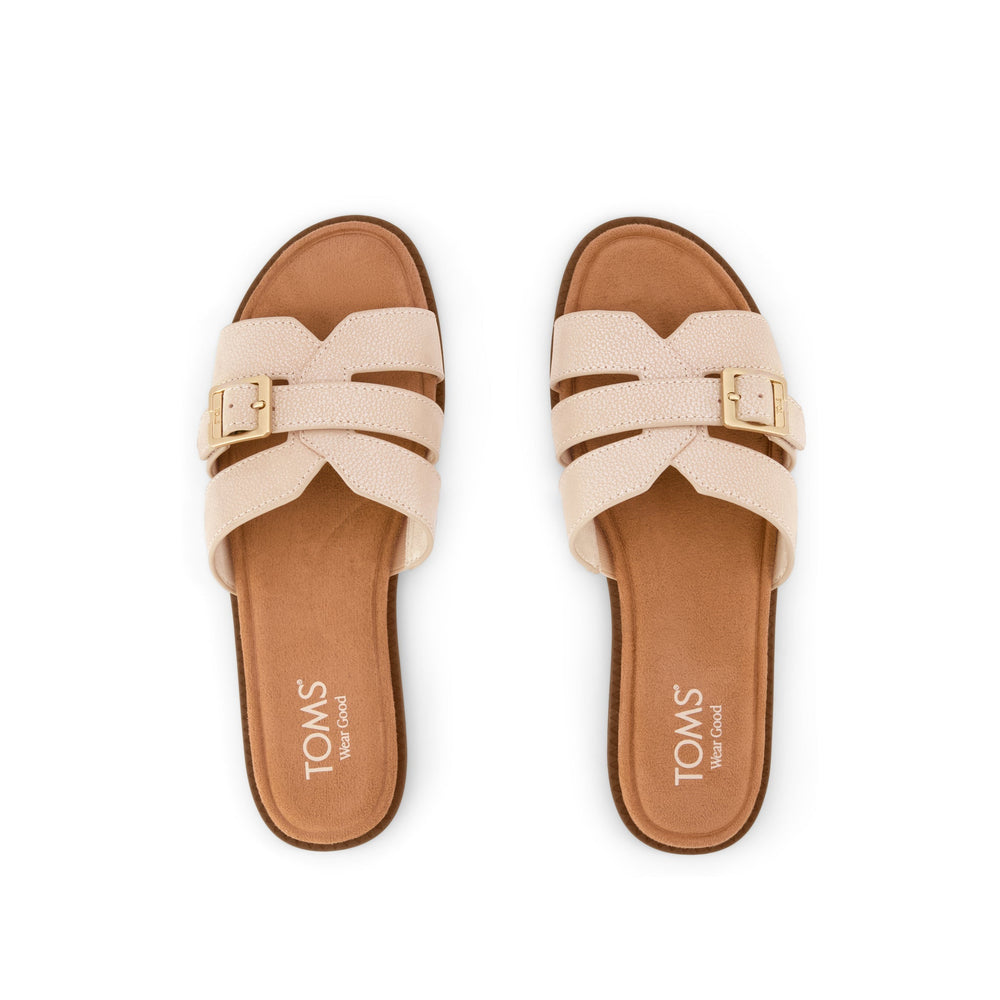 Sol Slide Sandal Champagne Shimmer Suede