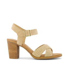 Majorca Strappy Heeled Sandal Caramel Crochet