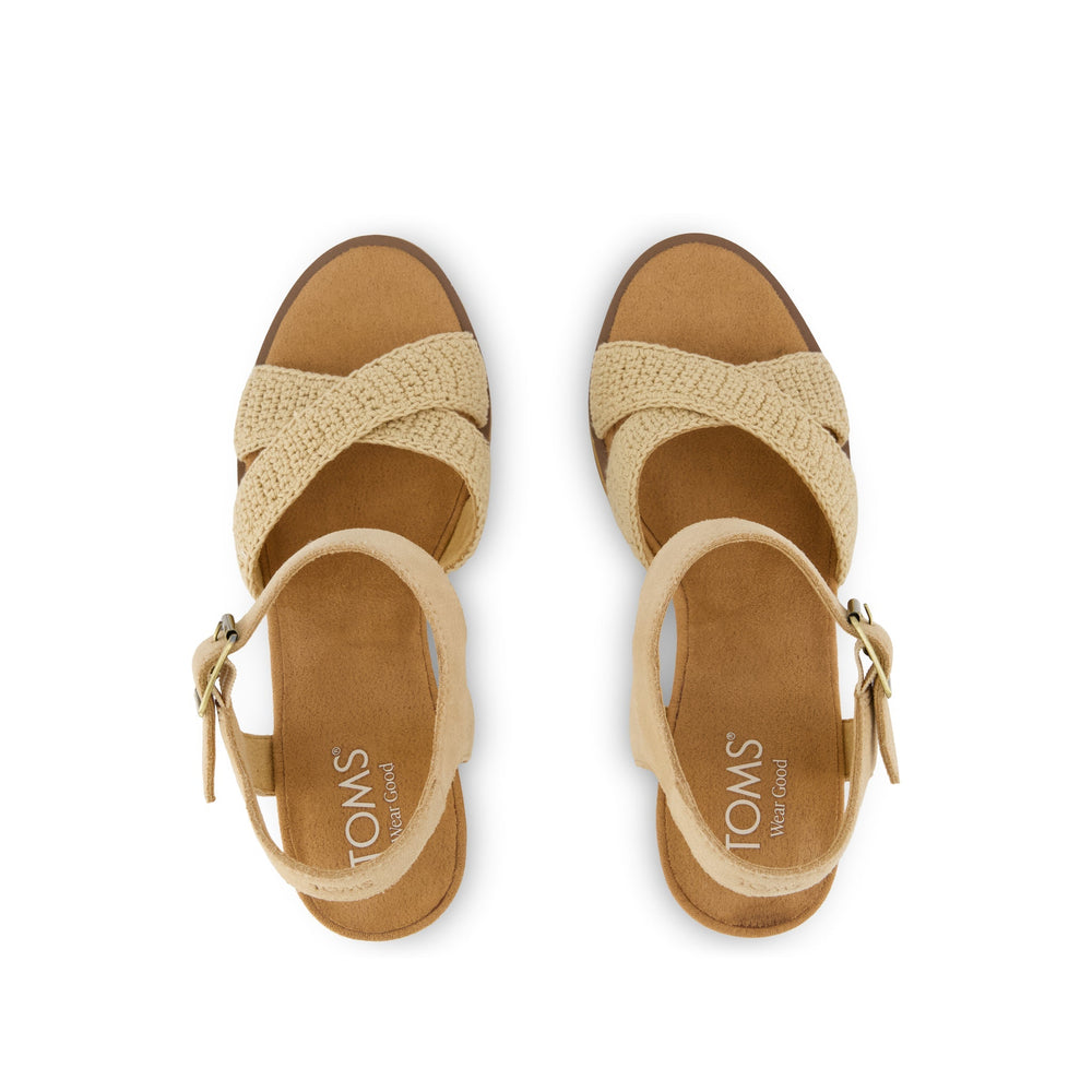 Majorca Strappy Heeled Sandal Caramel Crochet
