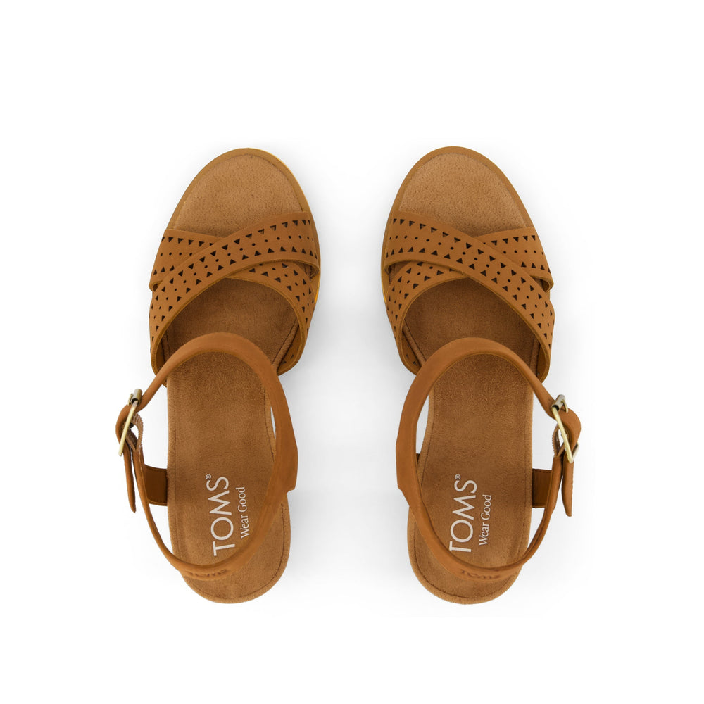 Majorca Strappy Heeled Sandal Brown Perforated Leather