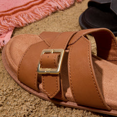 Sol Slide Sandal Brown Sugar Leather