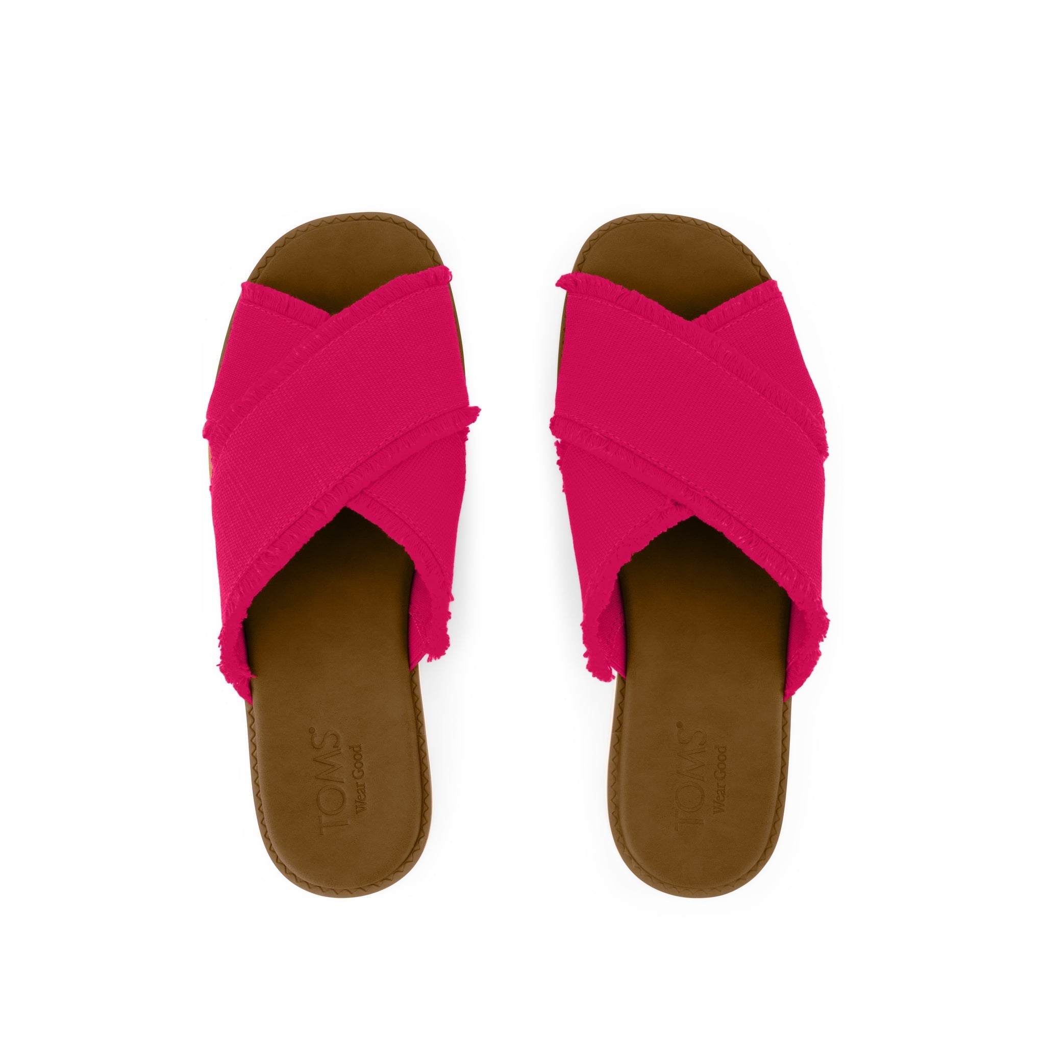 Mae Crossover Slide Sandal Fuchsia Heritage Canvas Fray