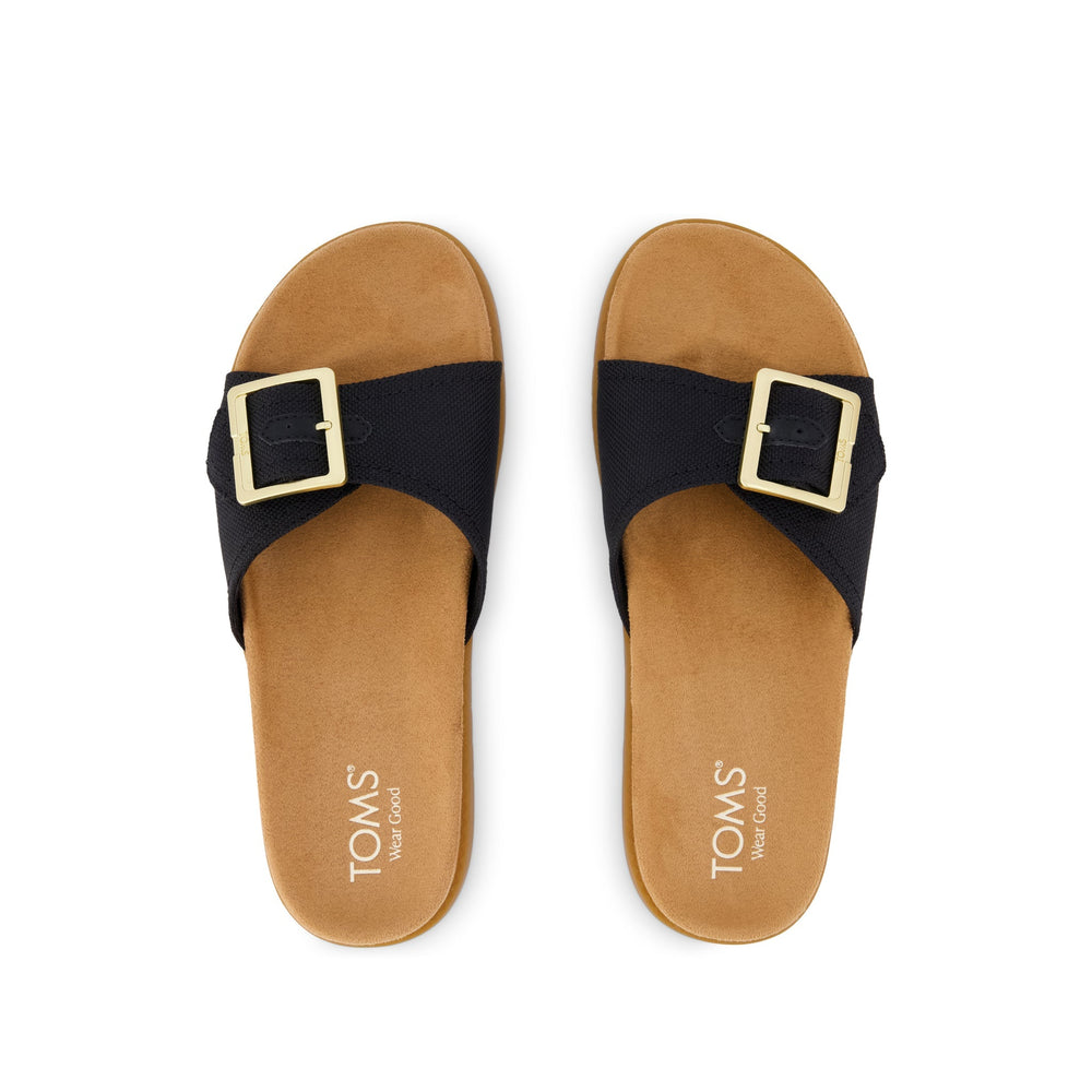 Marin Slide Sandal Black Canvas