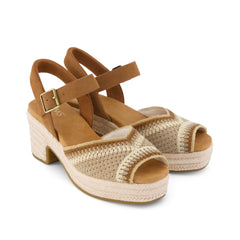 Isla Peep Toe Heeled Sandal Almond Crochet