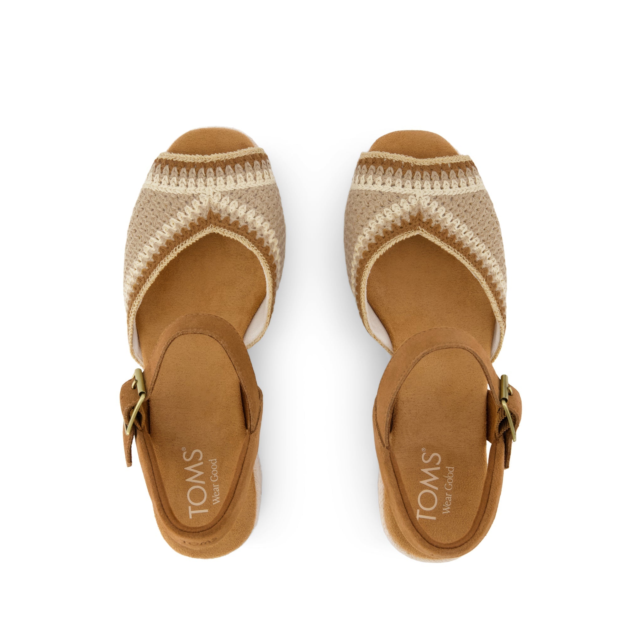Isla Peep Toe Heeled Sandal Almond Crochet