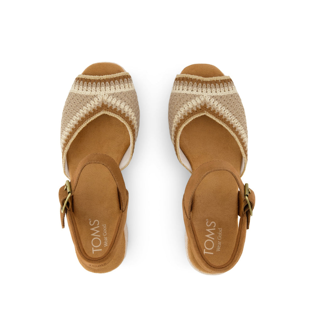 Isla Peep Toe Heeled Sandal Almond Crochet