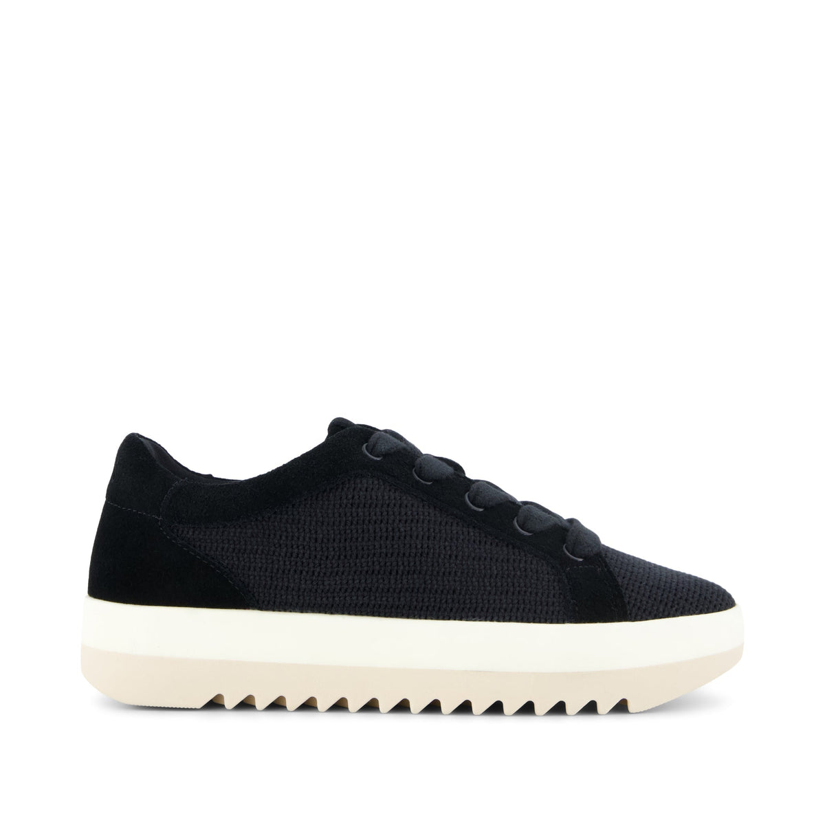 Rea Lace-Up Platform Sneaker Black Mesh and Suede
