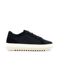Rea Lace-Up Platform Sneaker Black Mesh and Suede
