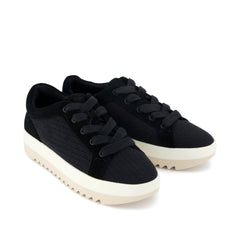 Rea Lace-Up Platform Sneaker Black Mesh and Suede