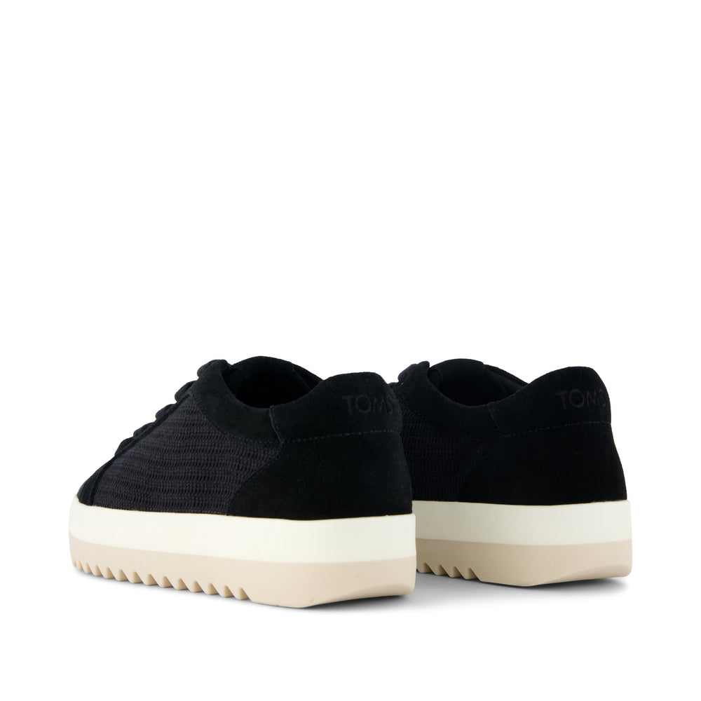Rea Lace-Up Platform Sneaker Black Mesh and Suede