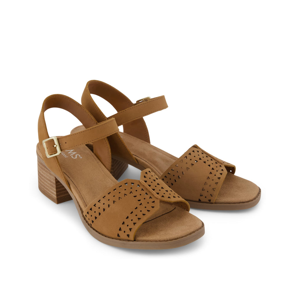 Eloise Sandal Brown Perforated Leather
