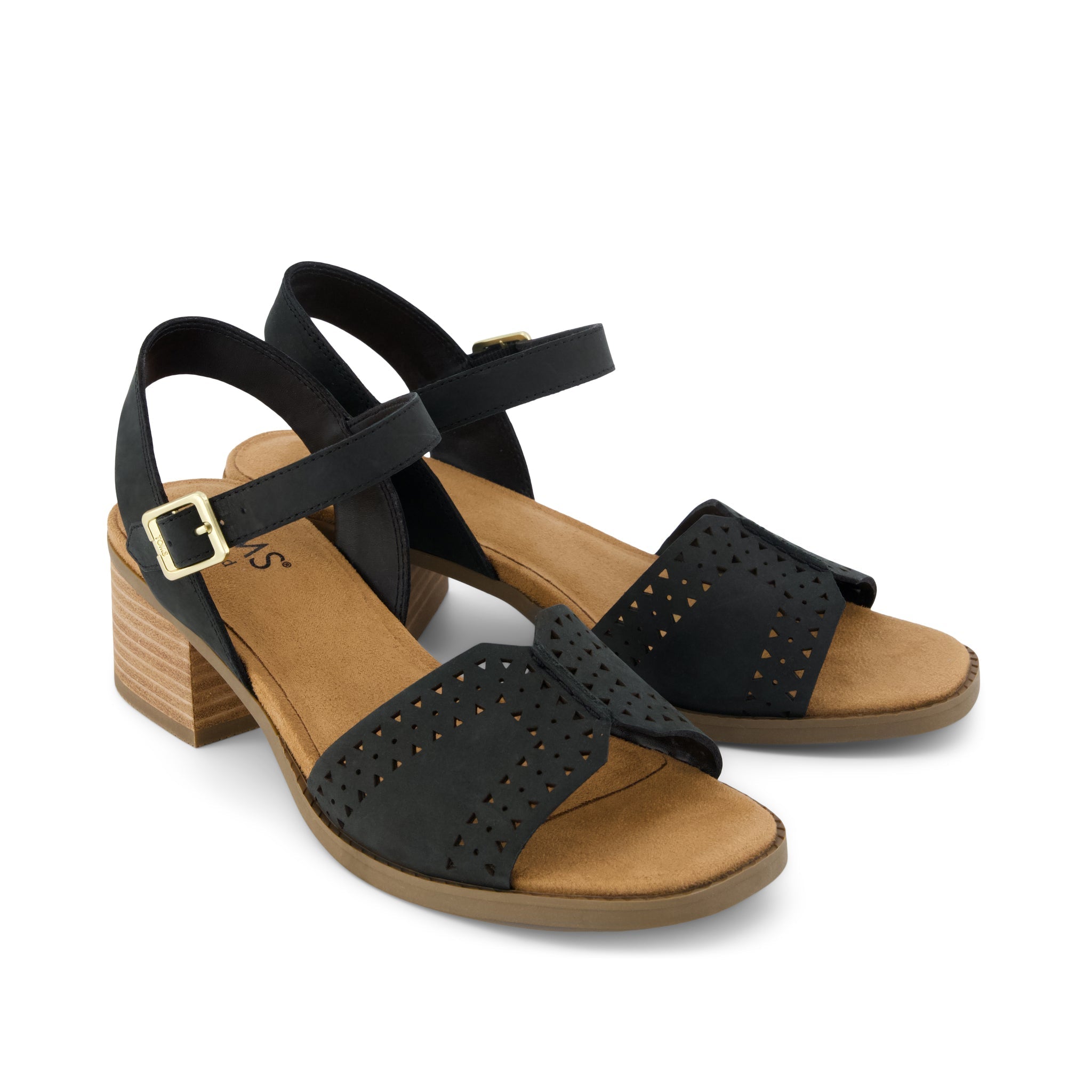 Eloise Sandal Black Perforated Leather
