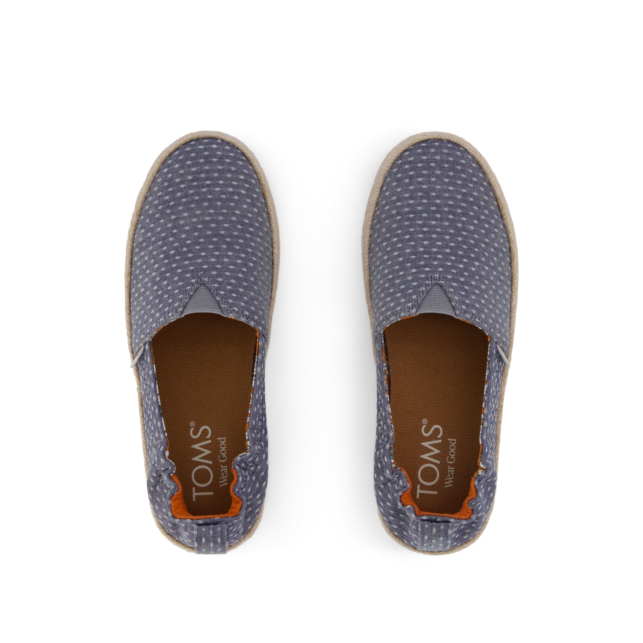 Valencia Platform Kids Espadrille Niagara Mist Chambray Dot