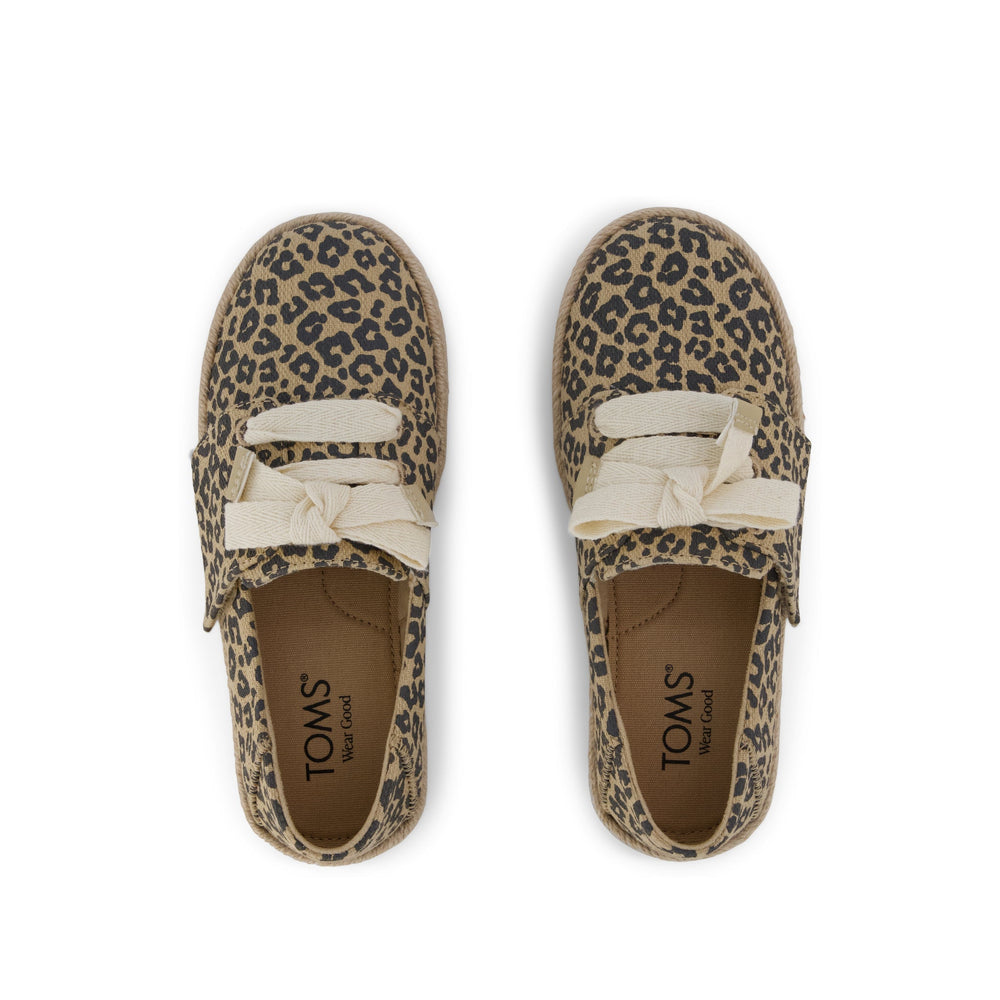 Carolina Lace-Up Kids Espadrille Natural Leopard Print