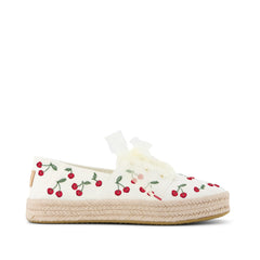 Carolina Lace-Up Espadrille Cherry Embroidery