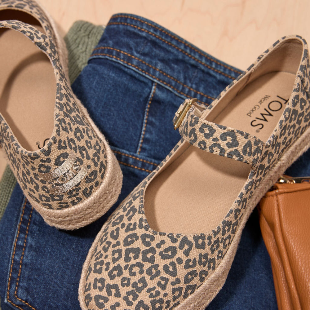Carolina Mary Jane Espadrille Natural Leopard Print