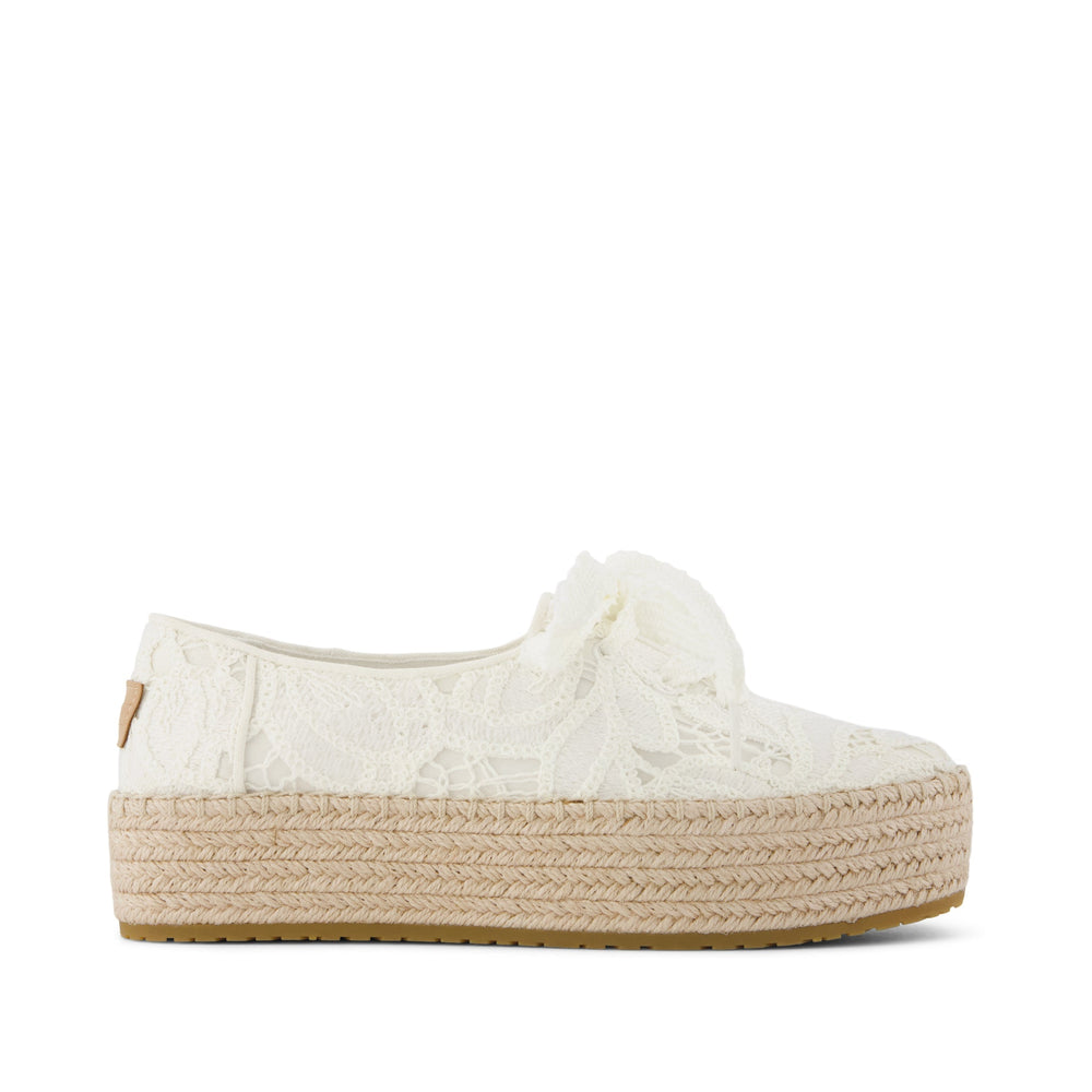Valencia Lace-Up Platform Espadrille Egret Floral Crochet