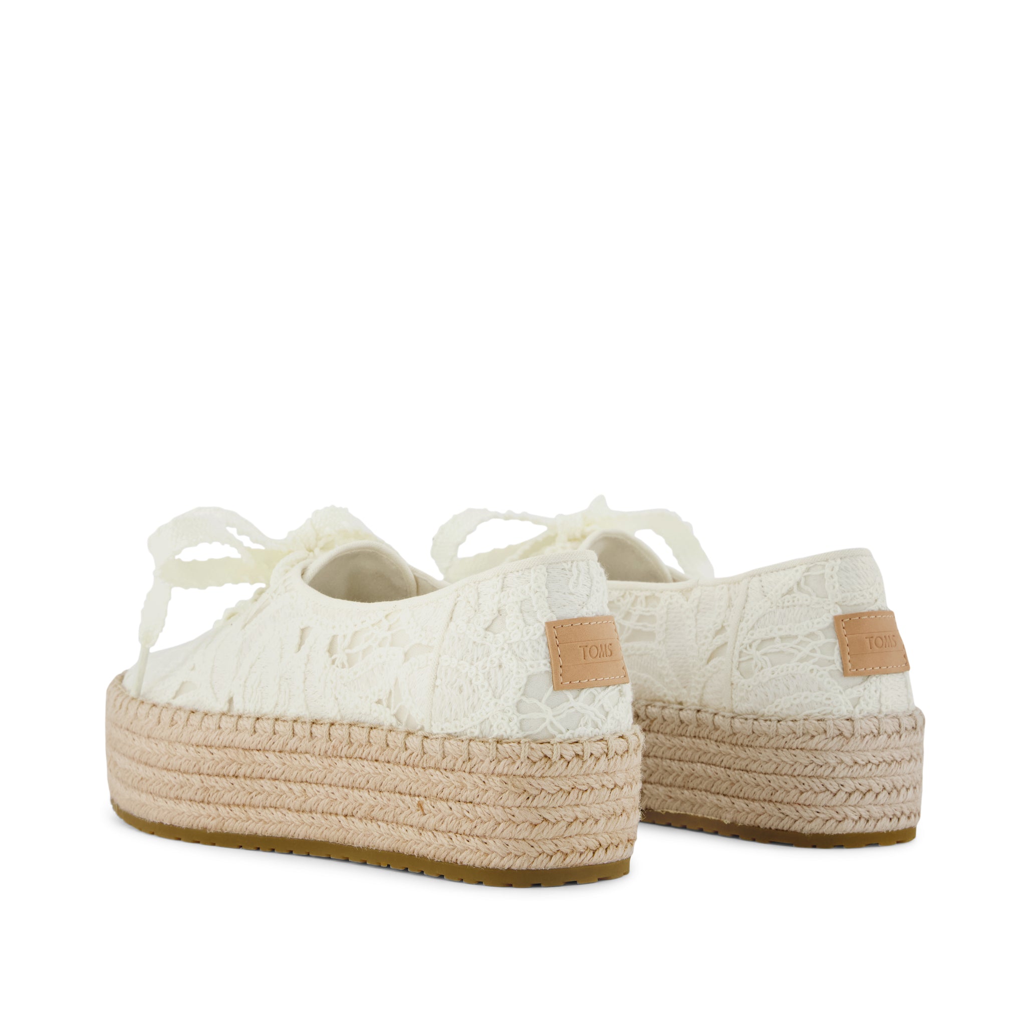 Valencia Lace-Up Platform Espadrille Egret Floral Crochet