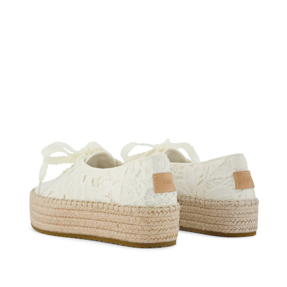 Valencia Lace-Up Platform Espadrille Egret Floral Crochet