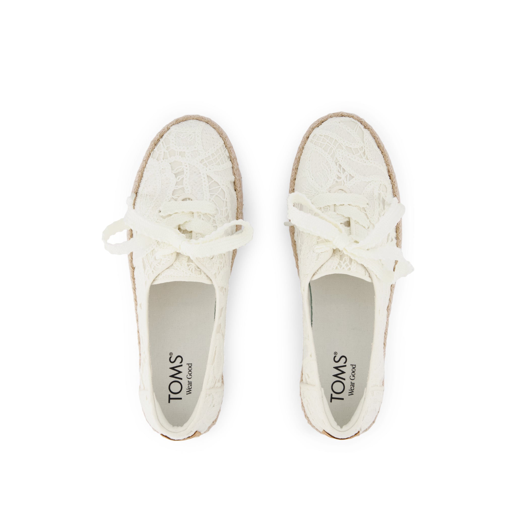 Valencia Lace-Up Platform Espadrille Egret Floral Crochet