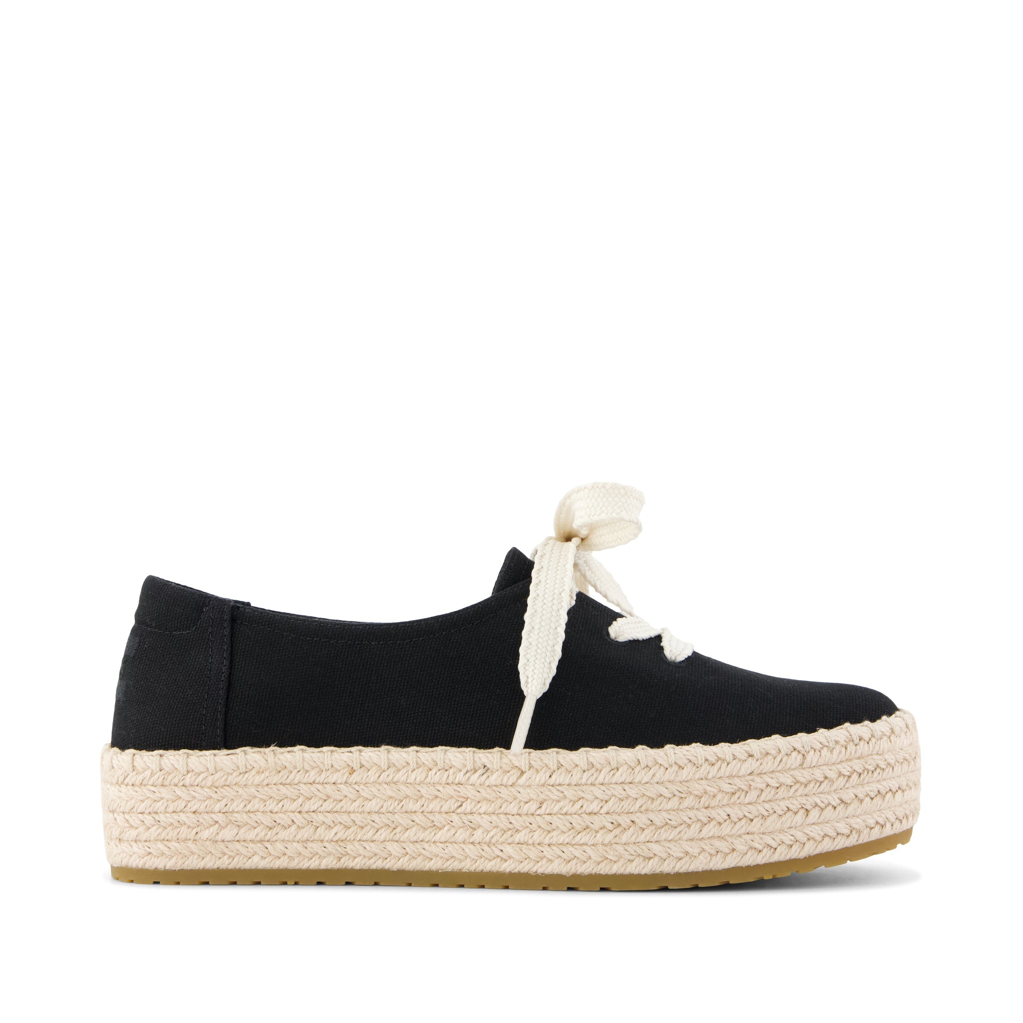 Valencia Lace-Up Platform Espadrille Black Canvas