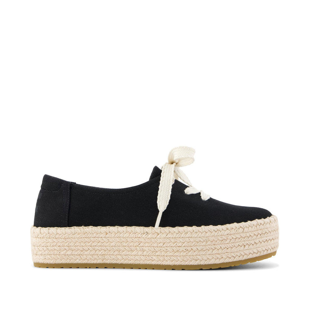 Valencia Lace-Up Platform Espadrille Black Canvas