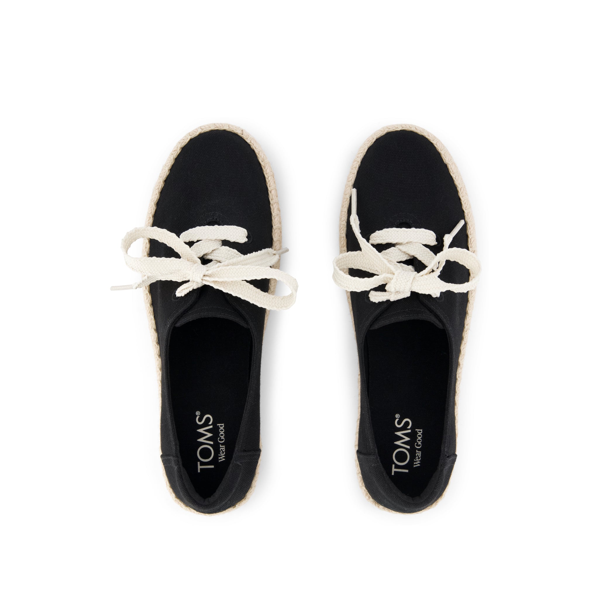 Valencia Lace-Up Platform Espadrille Black Canvas