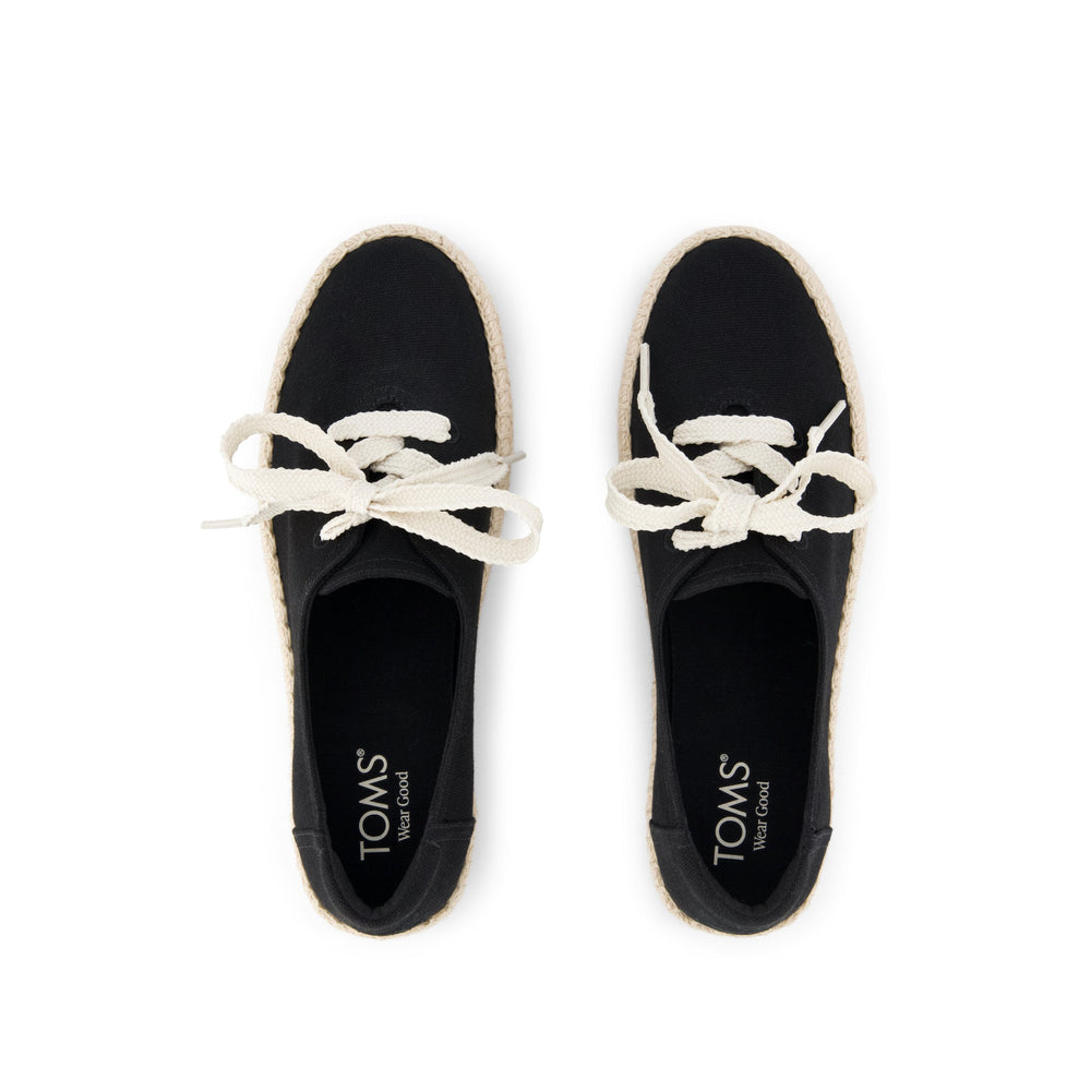 Valencia Lace-Up Platform Espadrille Black Canvas