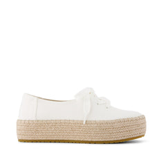 Valencia Lace-Up Platform Espadrille White Canvas