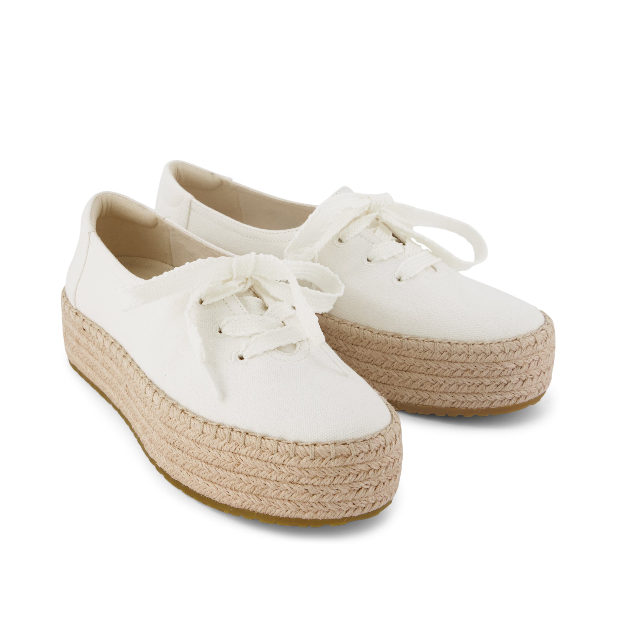 Valencia Lace-Up Platform Espadrille White Canvas