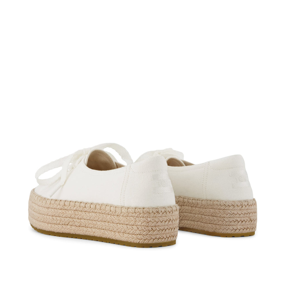 Valencia Lace-Up Platform Espadrille White Canvas