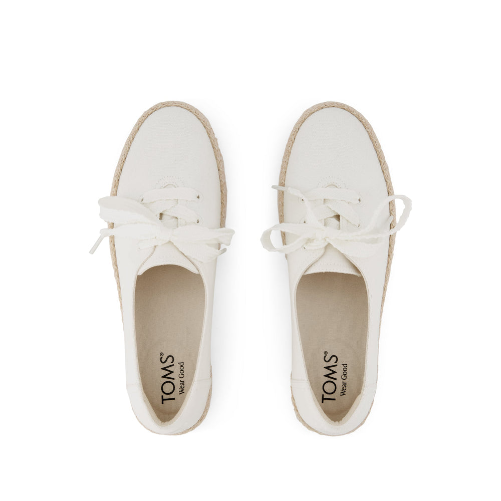 Valencia Lace-Up Platform Espadrille White Canvas