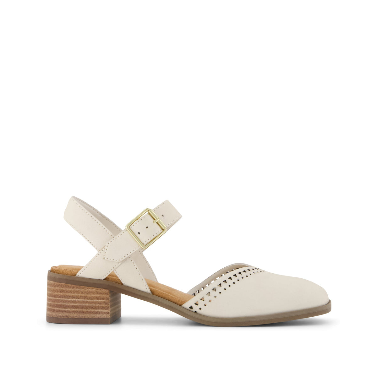Jaclyn Heel Light Sand Perforated Leather