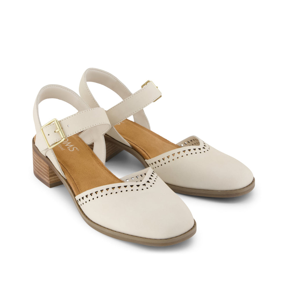 Jaclyn Heel Light Sand Perforated Leather