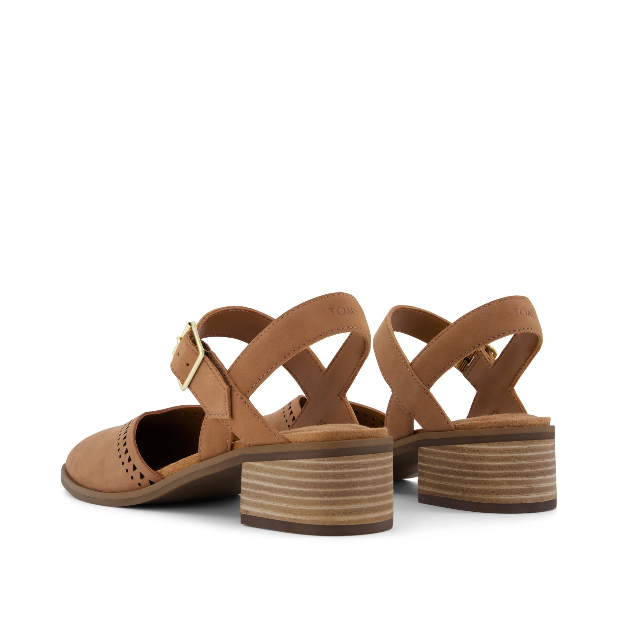 Jaclyn Heel Brown Perforated Leather