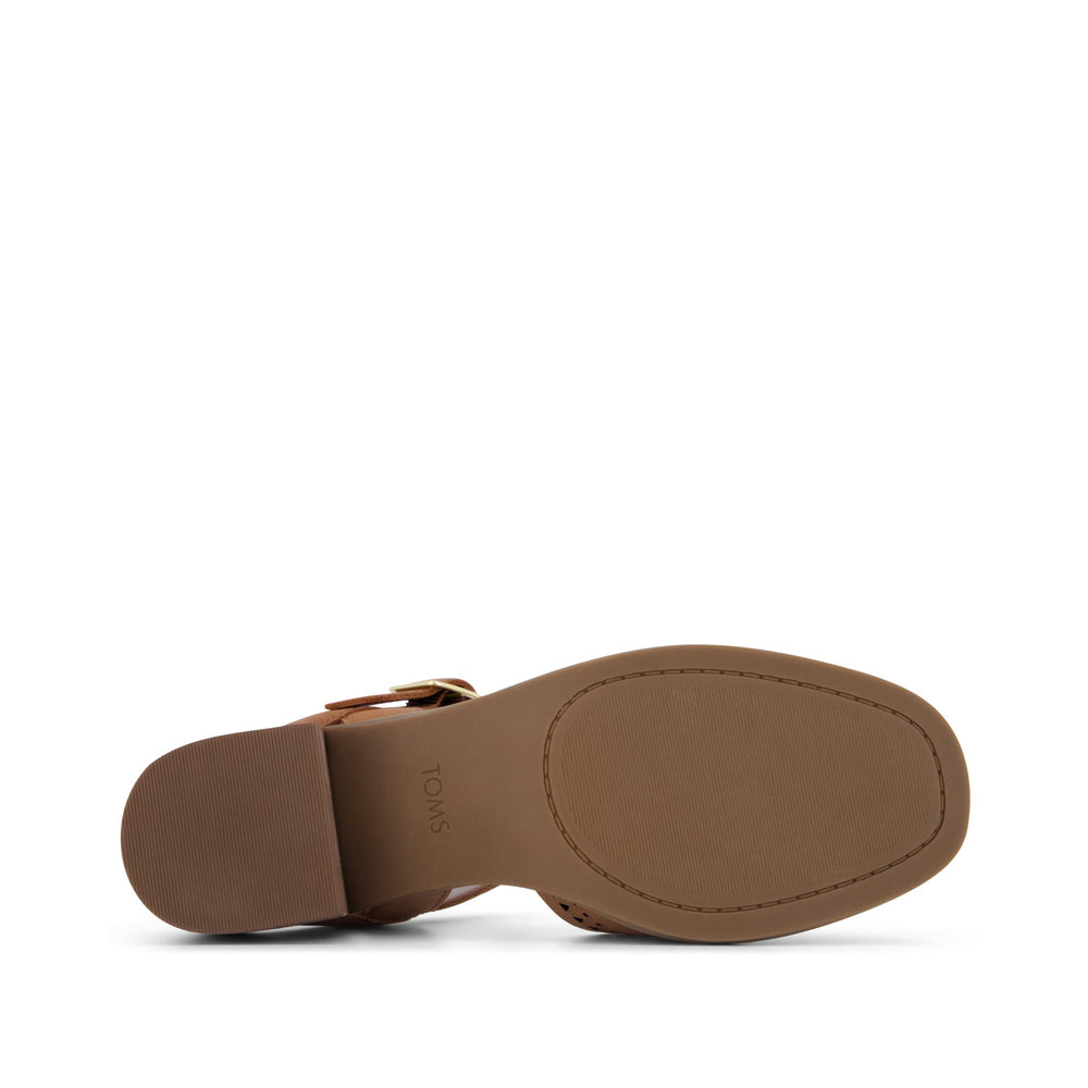 Jaclyn Heel Brown Perforated Leather