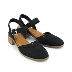 Jaclyn Heel Black Perforated Leather