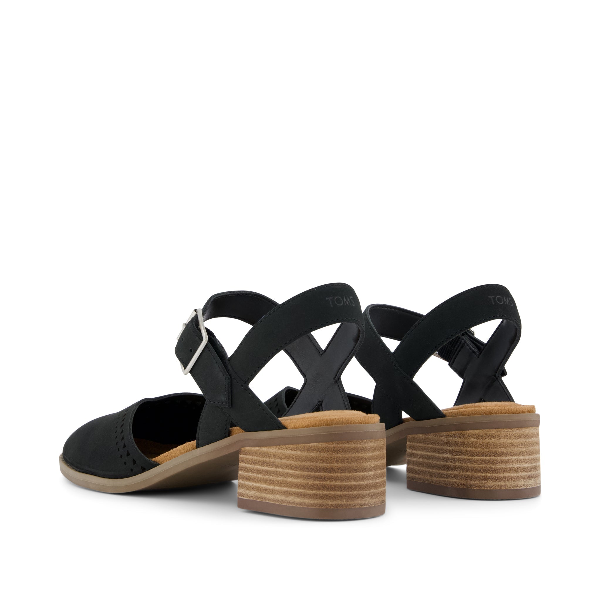 Jaclyn Heel Black Perforated Leather