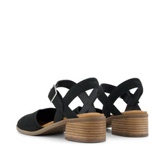 Jaclyn Heel Black Perforated Leather
