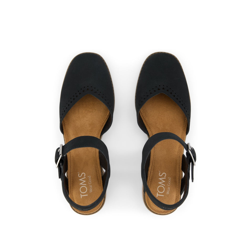 Jaclyn Heel Black Perforated Leather