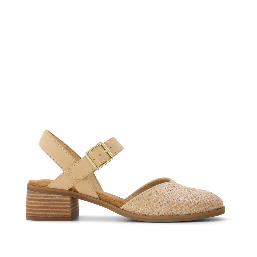Jaclyn Heel Natural Metallic Raffia