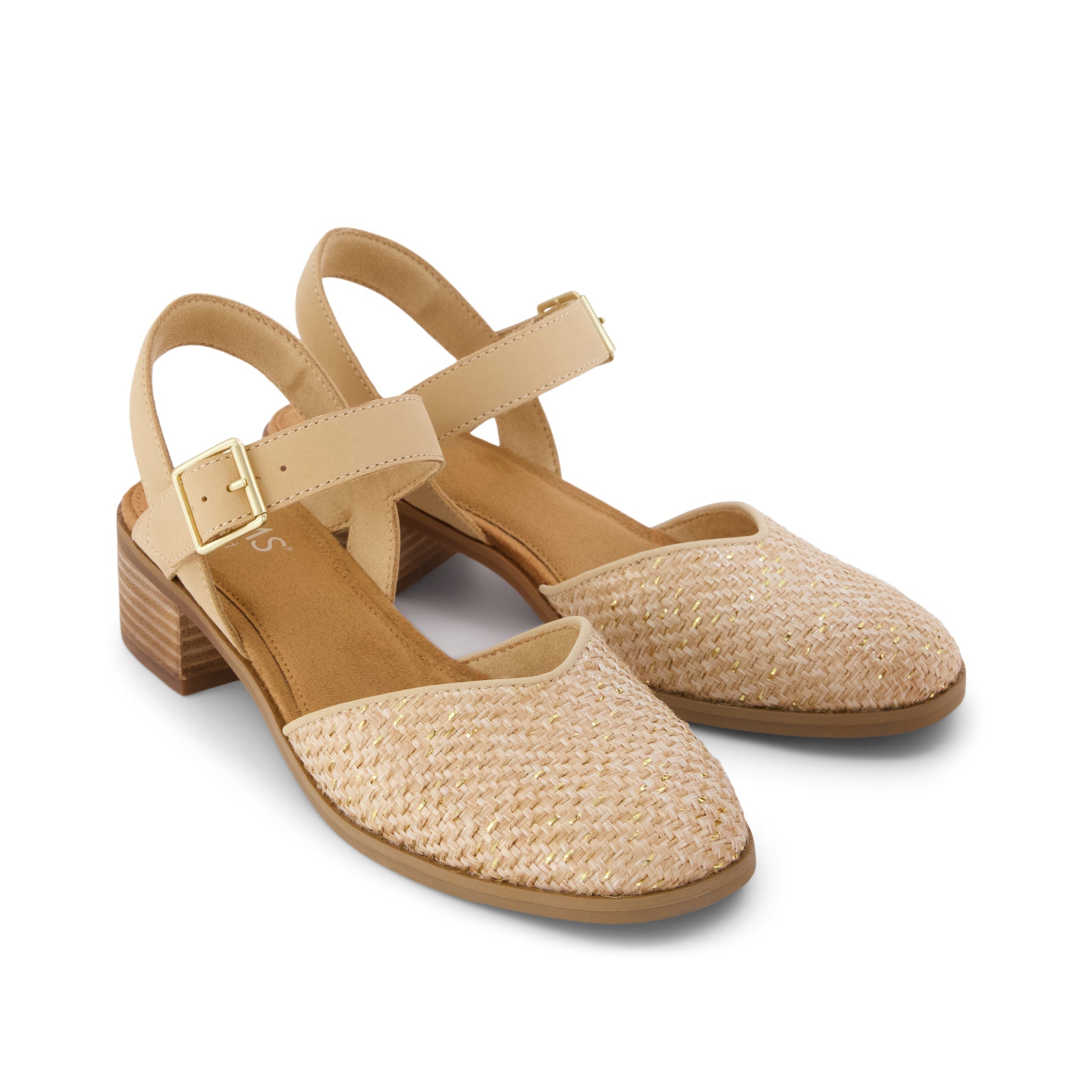 Jaclyn Heel Natural Metallic Raffia