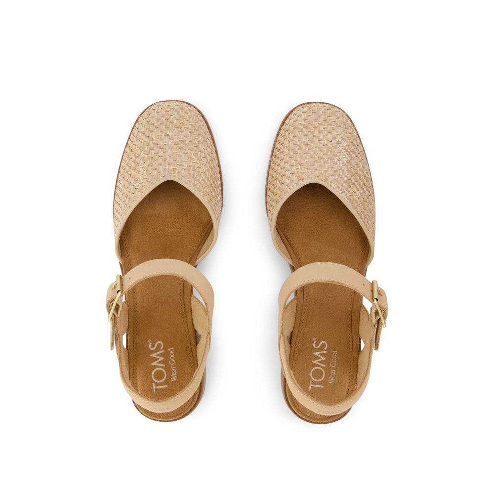 Jaclyn Heel Natural Metallic Raffia