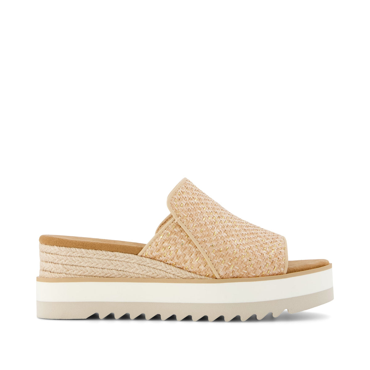 Diana Mule Wedge Sandal Natural Metallic Raffia